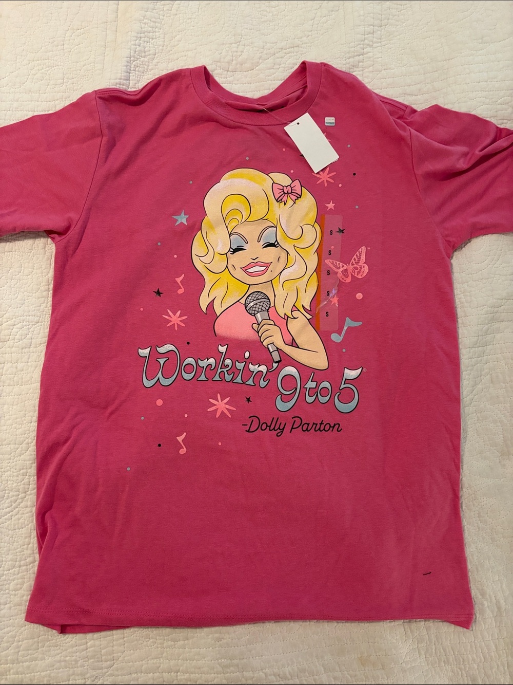 Dolly Parton Pink Tshirt – Workin' 9 to 5 Design